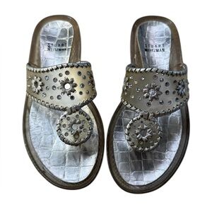 Stuart Weitzman 6 boho jelly sandals crystals silver jewels western rodeo summer